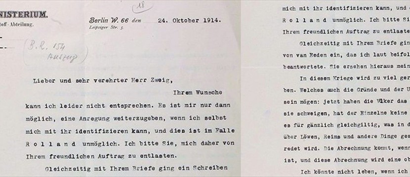 14/1-21/1/15: Ein Brief Walter Rathenaus an Stefan Zweig