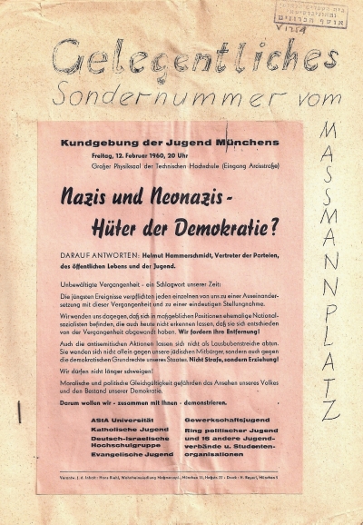 Studentenkundgebung gegen (Neo-)Nazis und gegen Antisemtismus in München, 1960